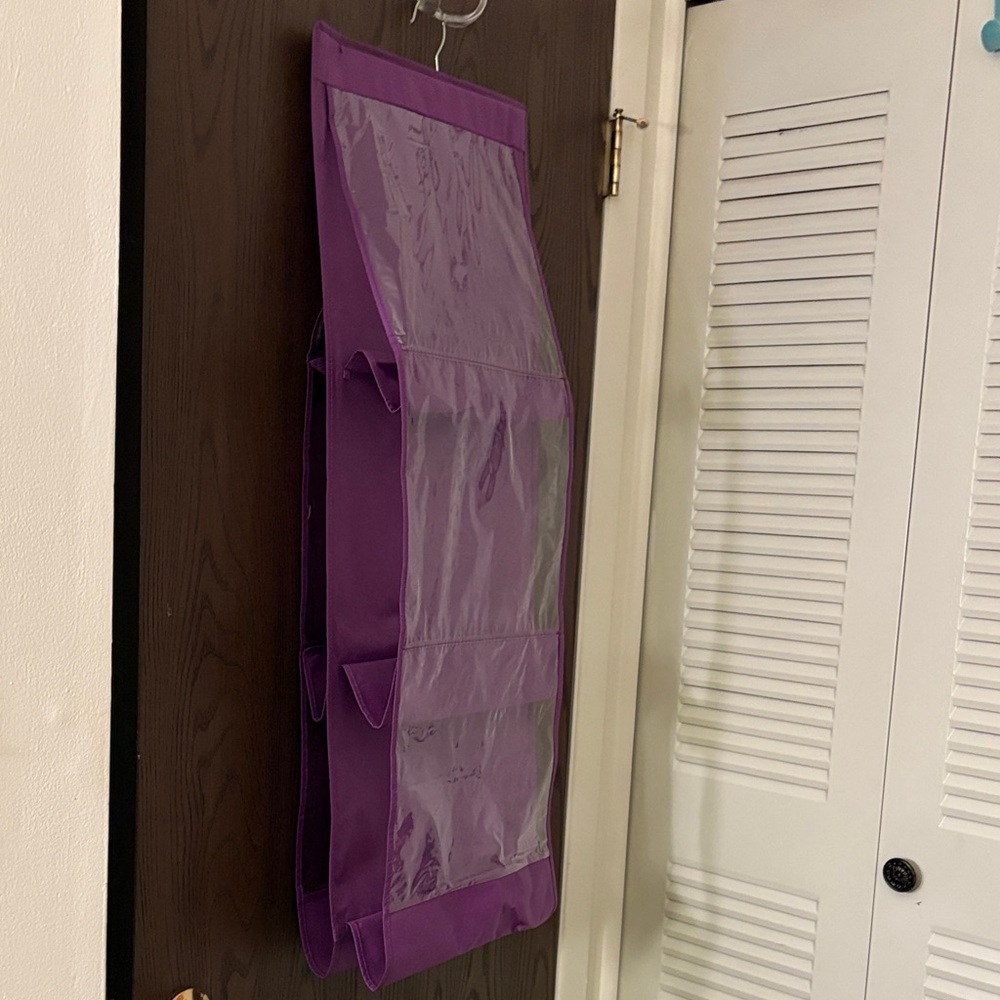 Double Sided Purple Hanging Purse or shoes Organizer